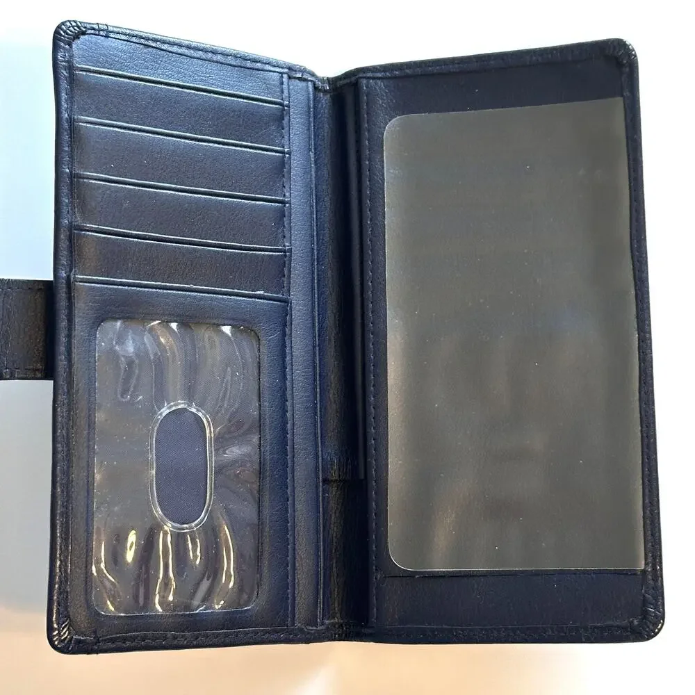 Burton Blue Leather Vintage Bi Fold Wallet Womens Snap Tab Organizer Y2K